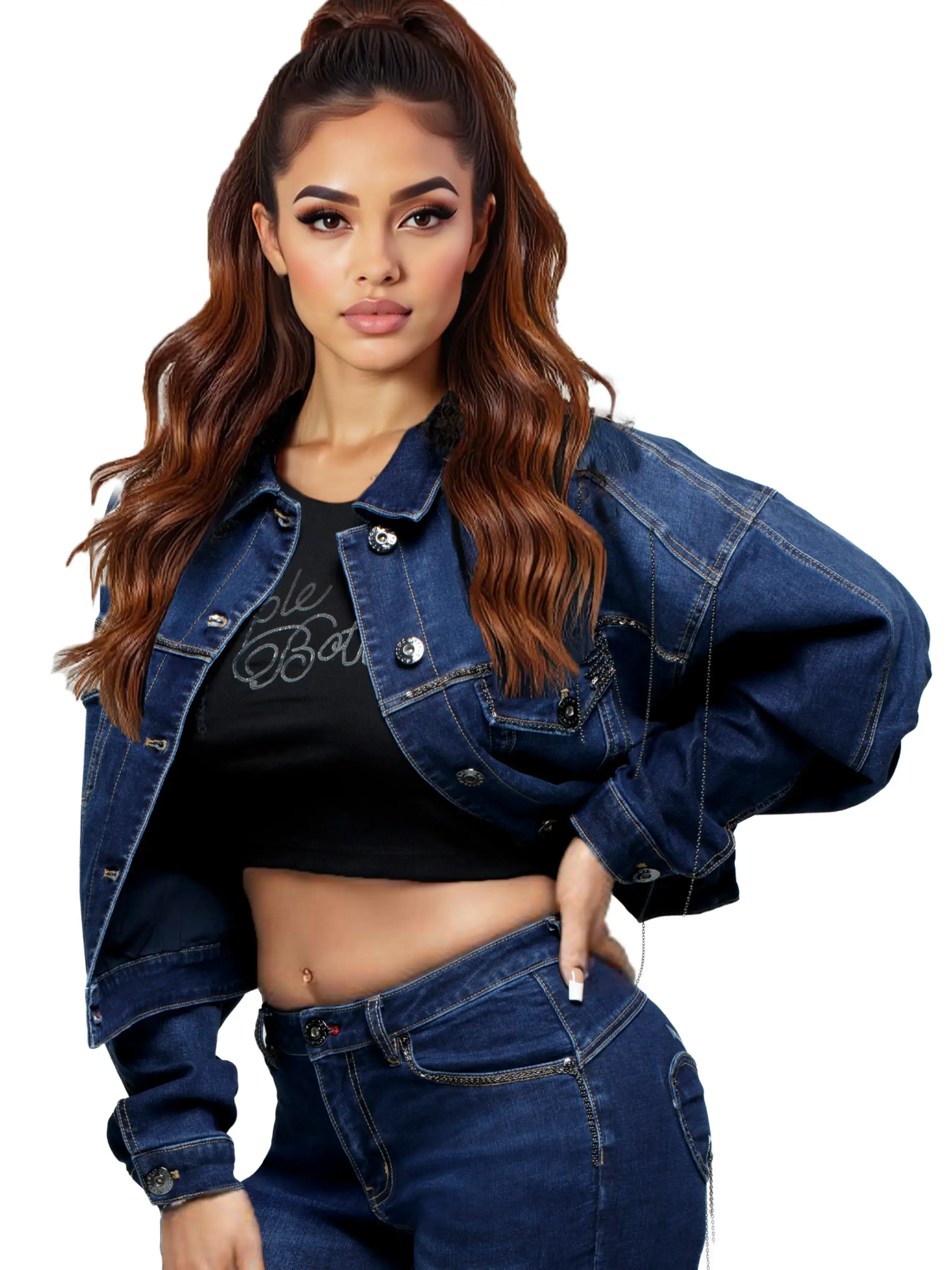Denim Chain Link Jacket - Image 10