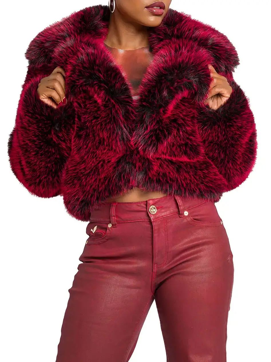Y2K Fur Jacket - Red Delicious - Image 7