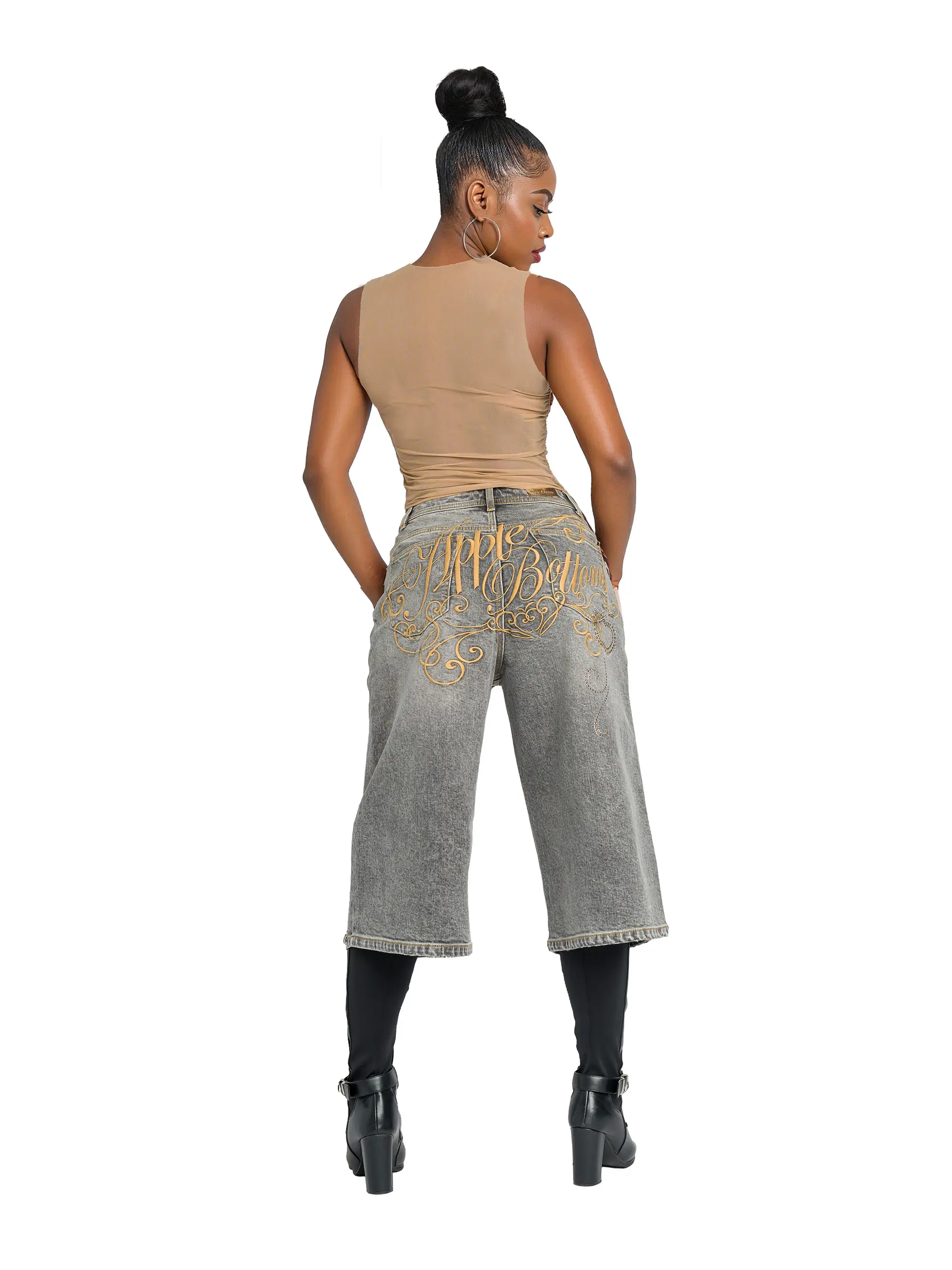 Asymmetric Wide Leg Jort - Slate Wash - Image 3