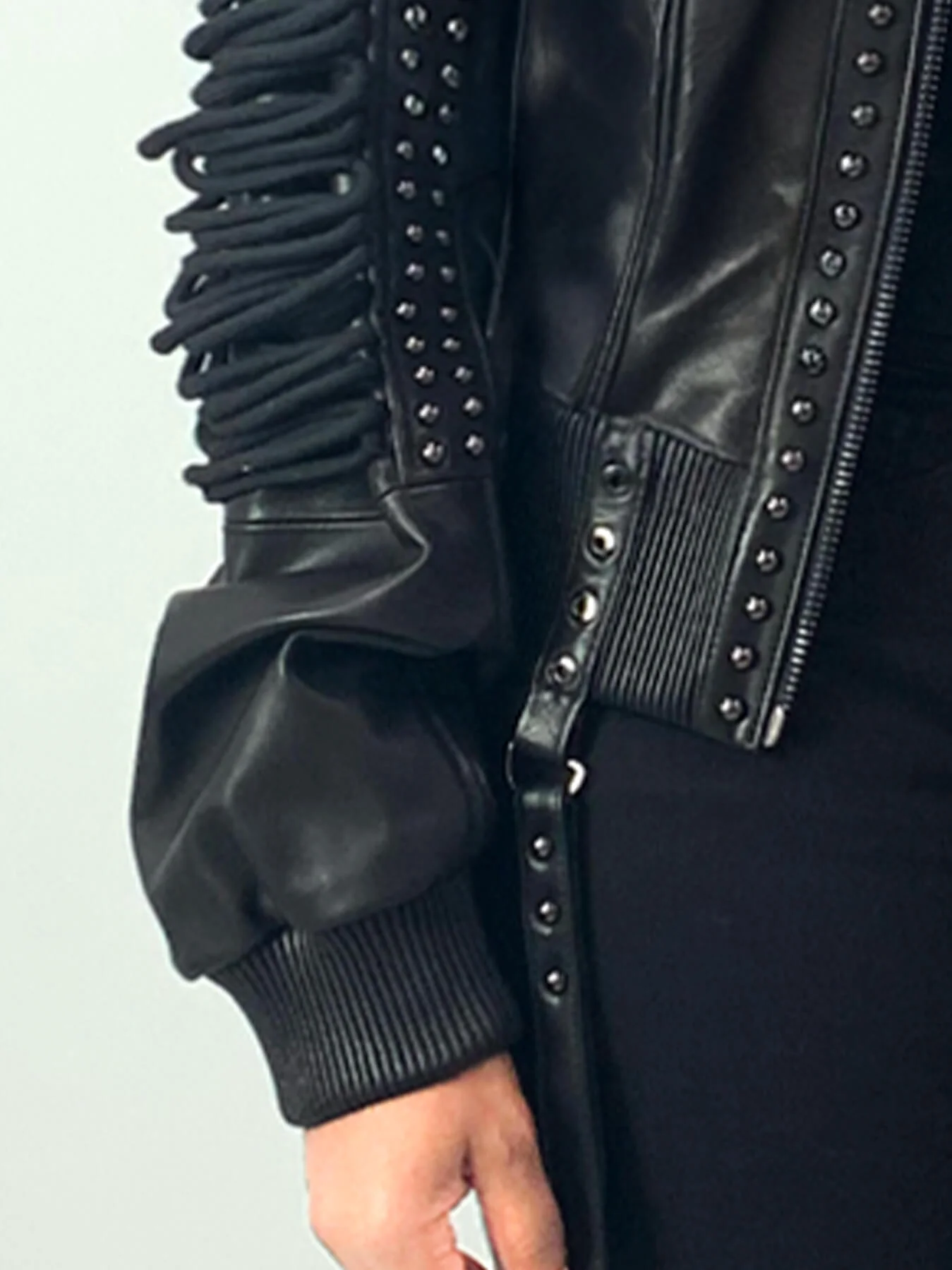 Lace Up Leather Bomber Jacket - Image 4