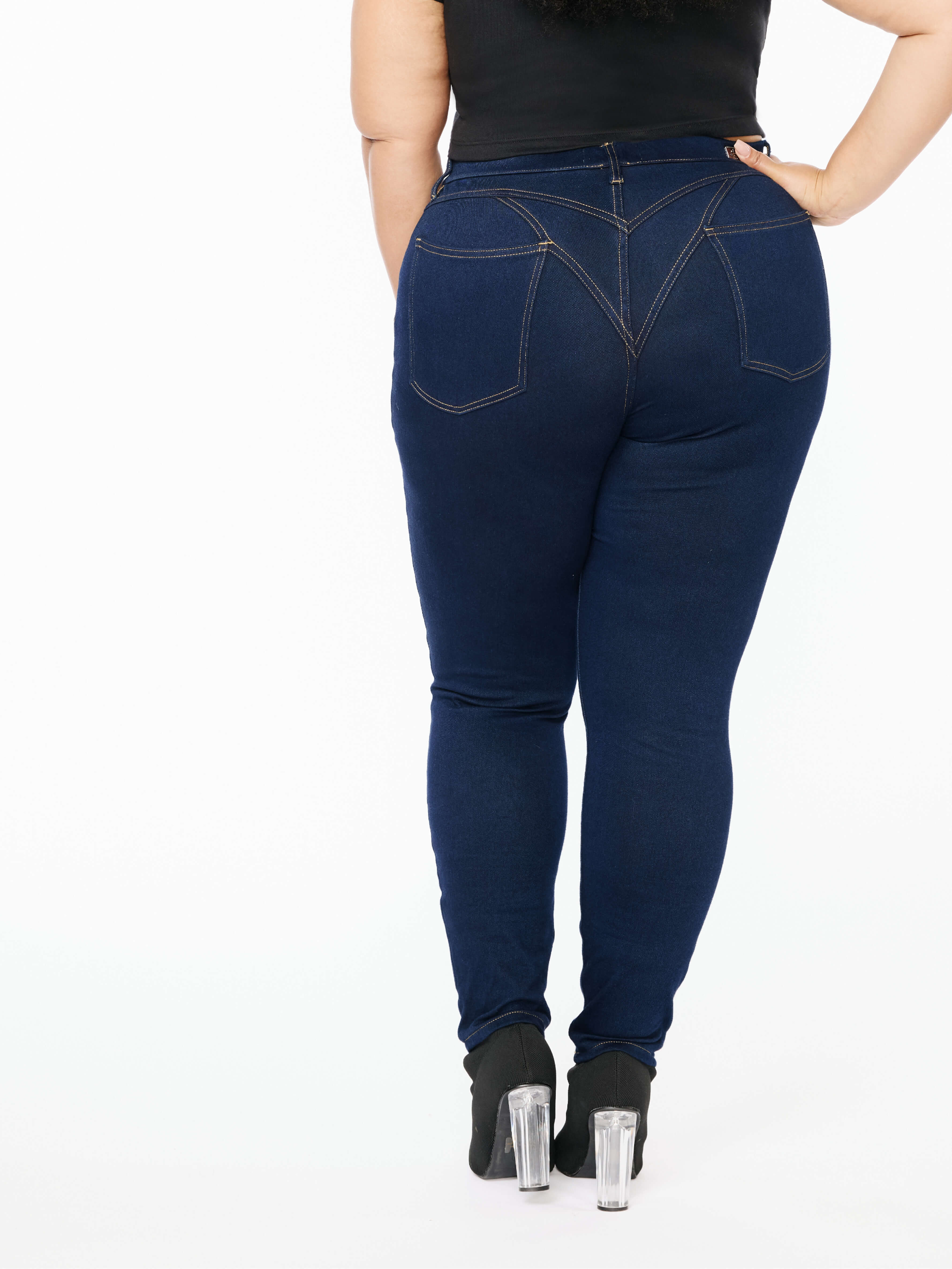 Peel-Off Pull-On Jeggings - Dark Wash - Image 3