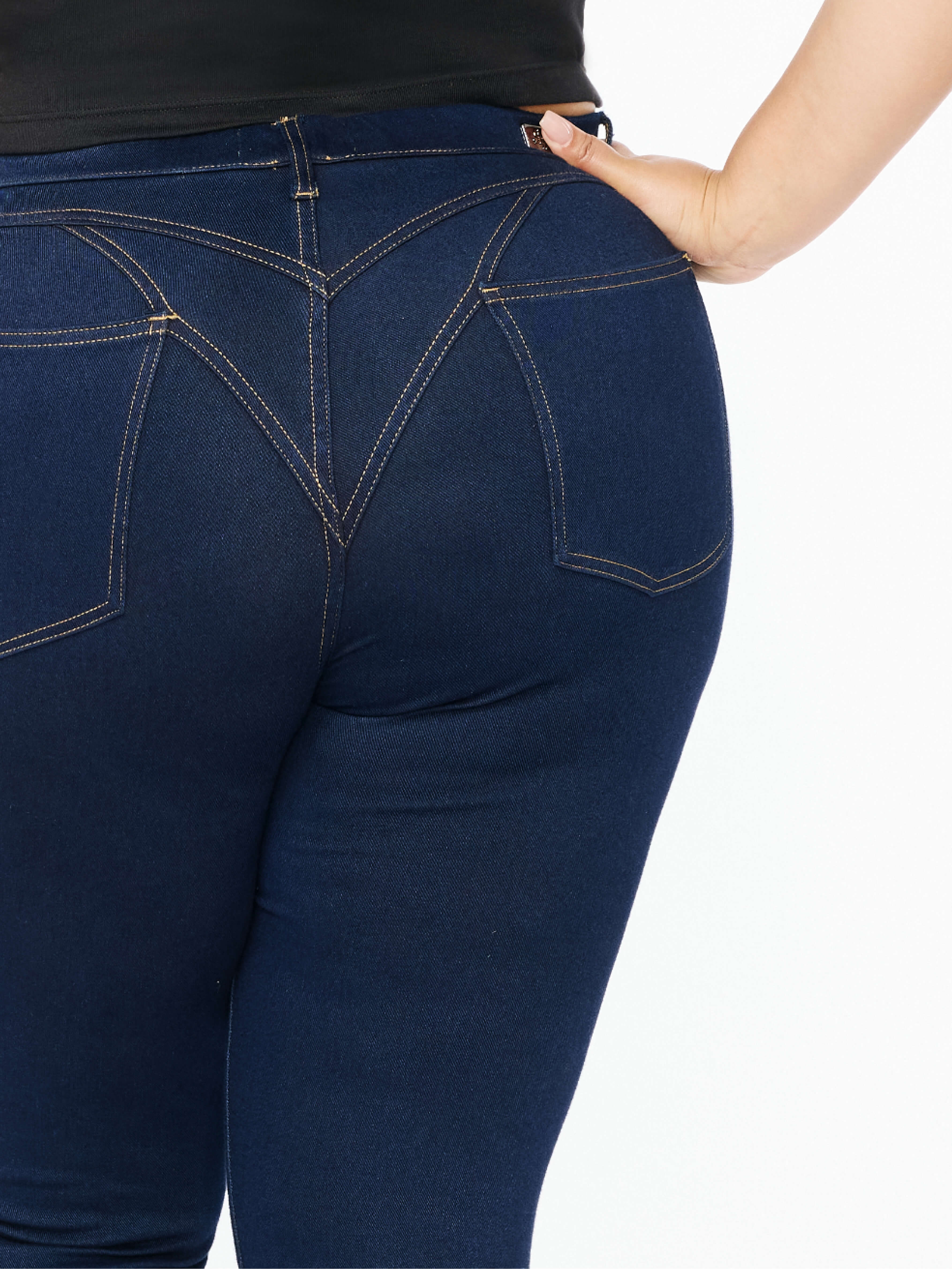 Peel-Off Pull-On Jeggings - Dark Wash - Image 4