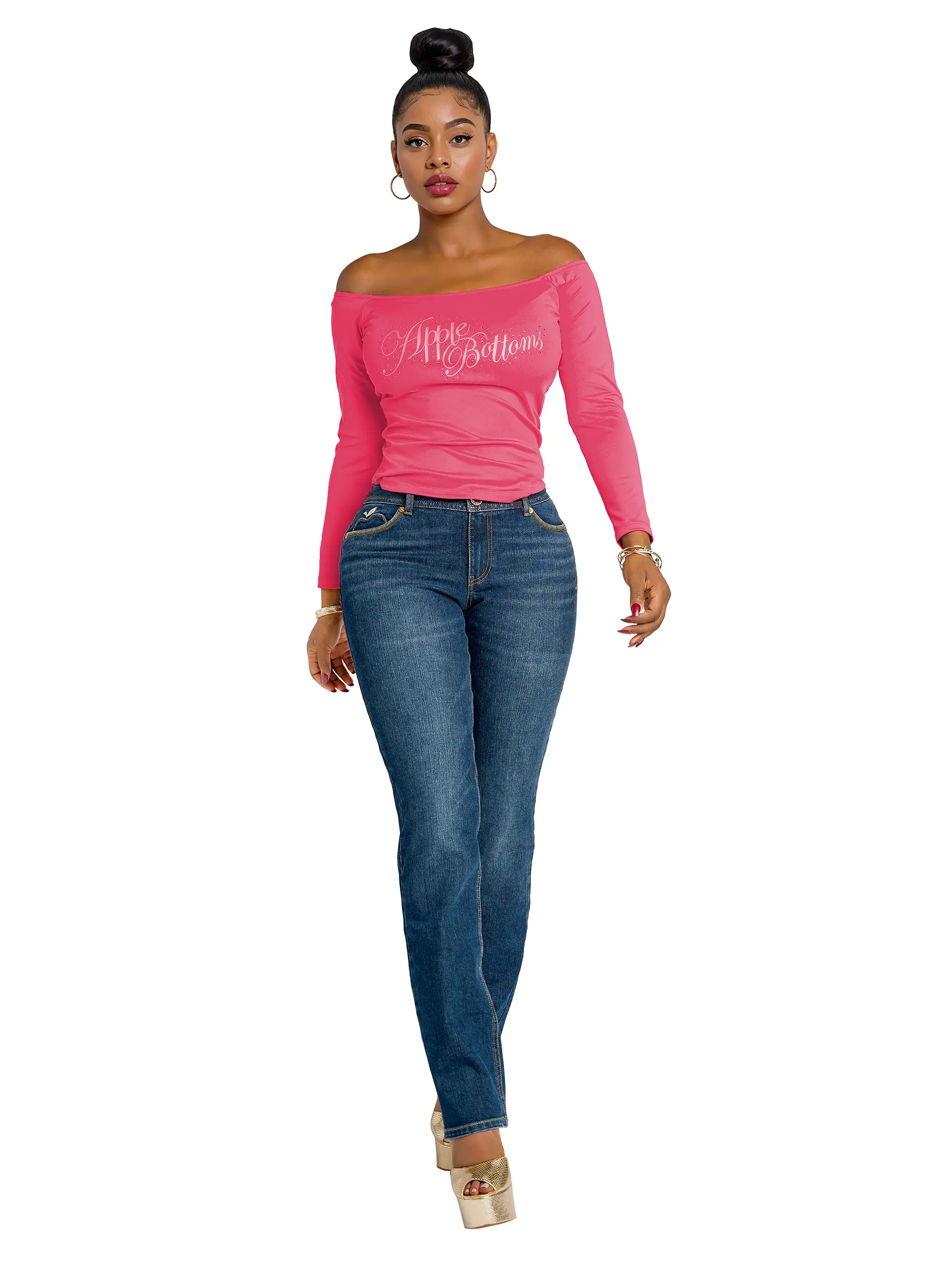 Signature Apple Pocket Jean - Pink - Image 4