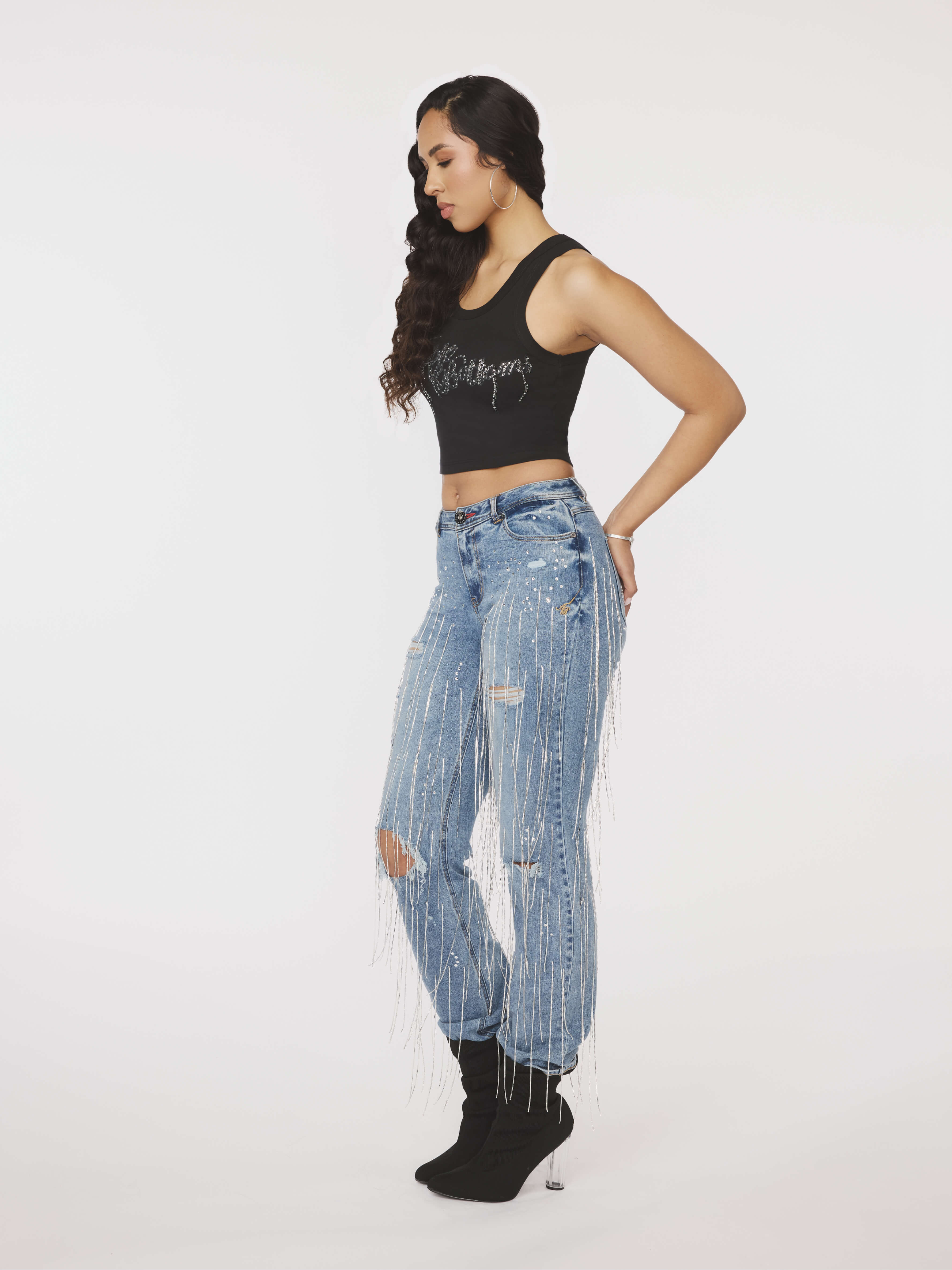 Star Struck Destructed Jean - Medium Wash - Image 6