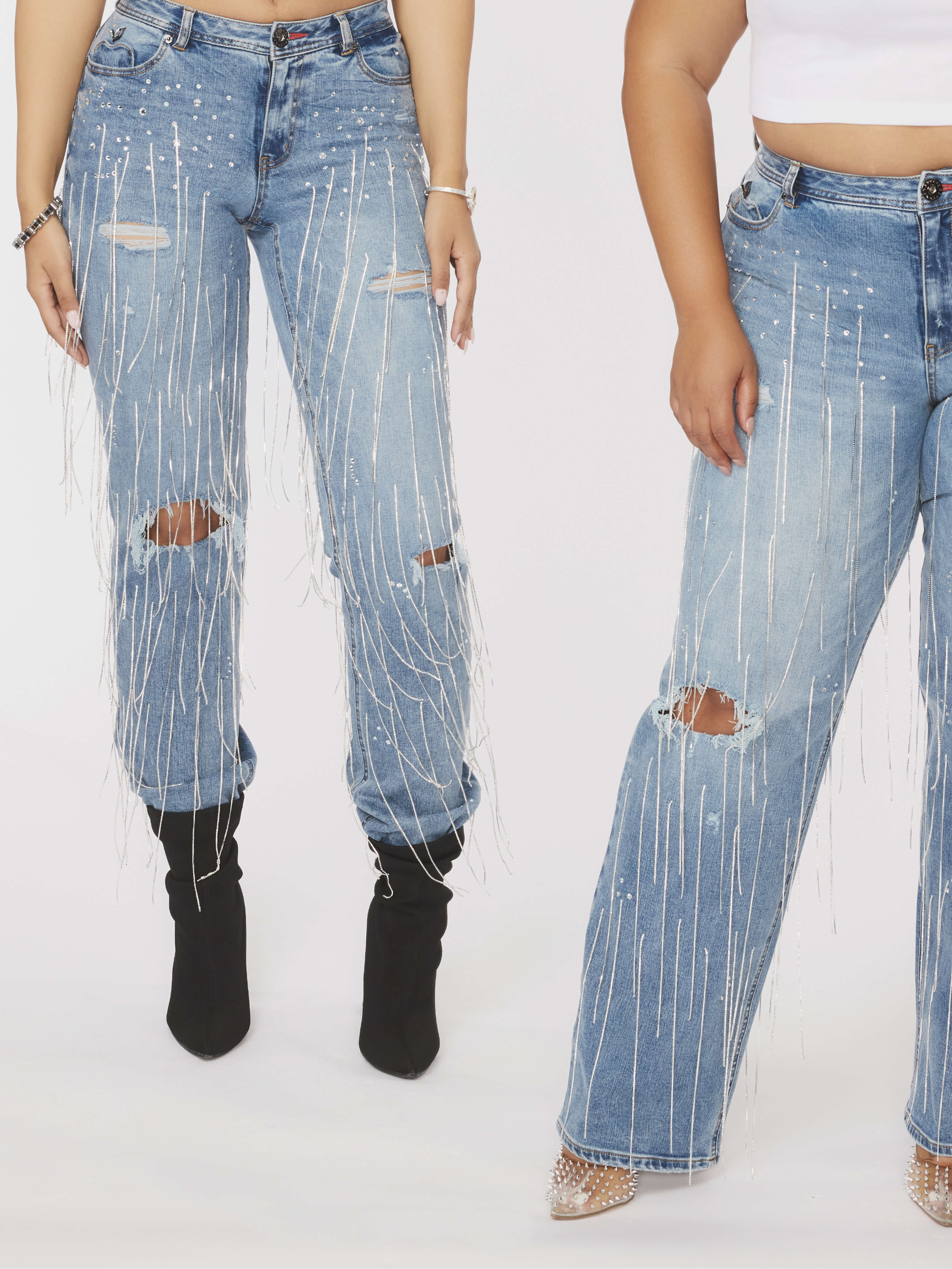 Star Struck Destructed Jean - Medium Wash - Image 7