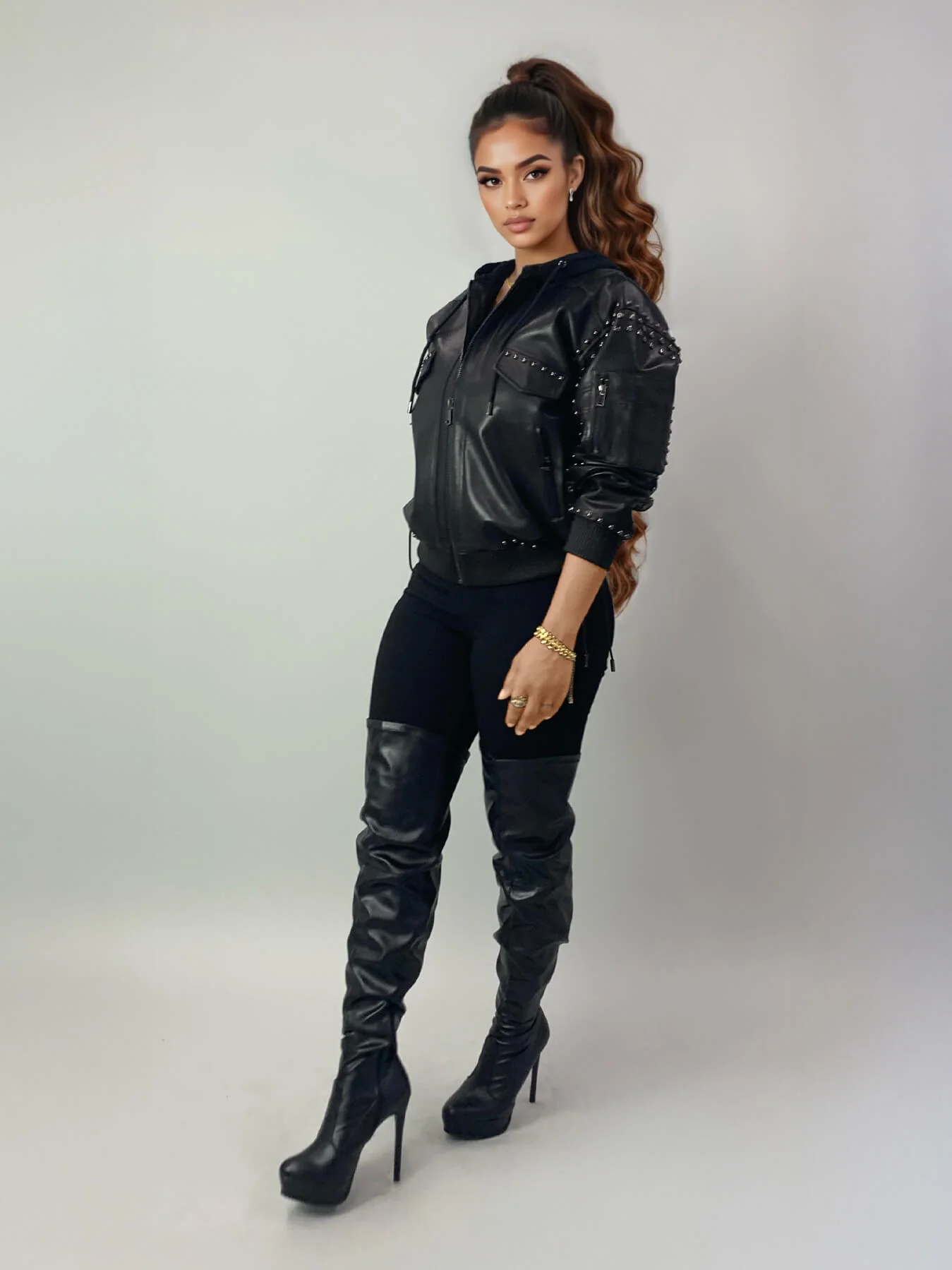 Leather Bomber Jacket - Image 3